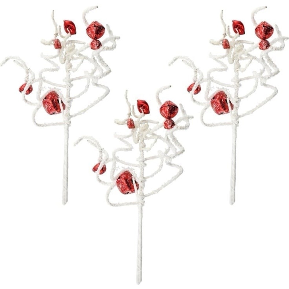 New AuldHome Jingle Bell Greenery Picks (Red, Set of 3); Modern‎ Farmhouse Style